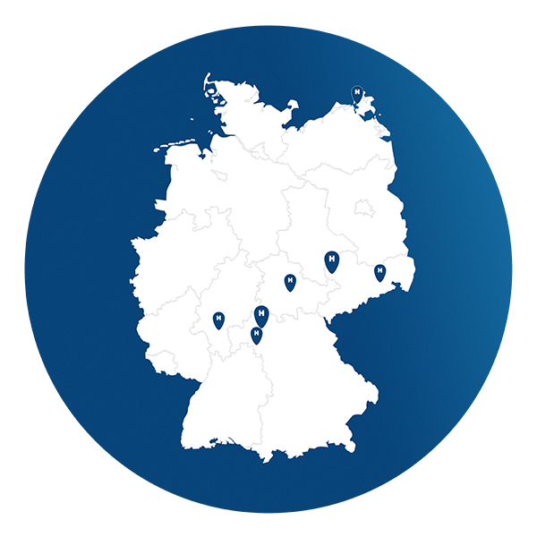 Deutschlandkarte mit OTTO HEIL Standorten