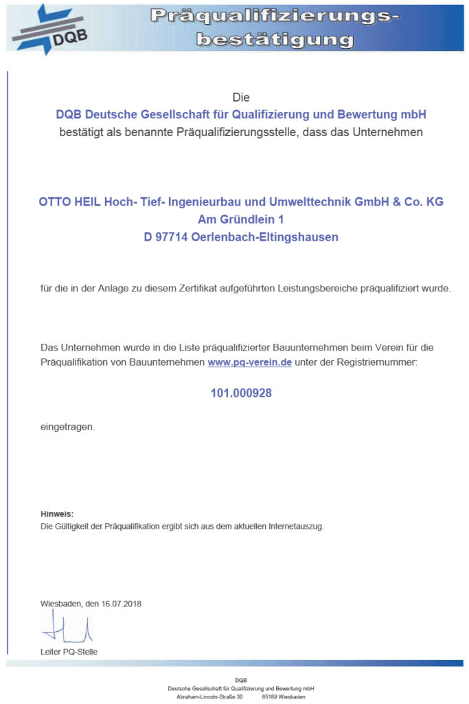 Präqualifizierungsbestätigung Eltingshausen