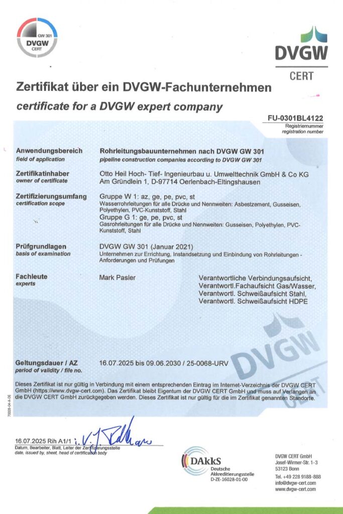Zertifikat DVGW 301