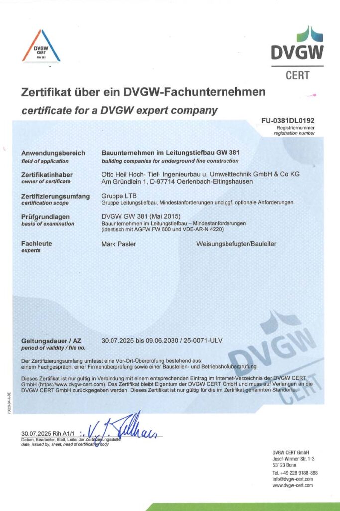 Zertifikat DVGW 381